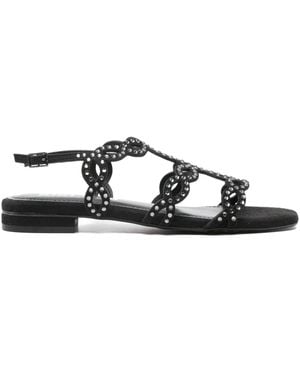 Bibi Lou Embellished Chain-Link Sandals - Black