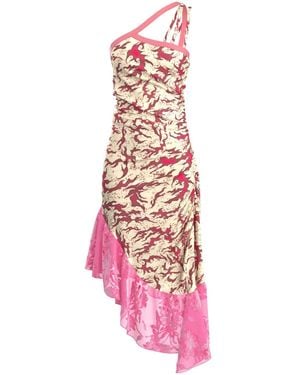 MACCAPANI Abito Midi Albi Asimmetrico Con Ruches - Rosa