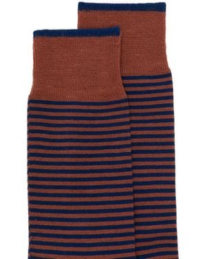 ANT45 Thin Short Horizontal-Stripe Socks - Purple