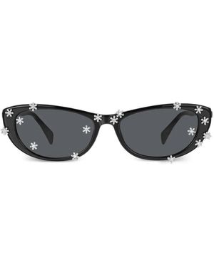 YVMIN Flower-Embellished Cat-Eye Sunglasses - Grey