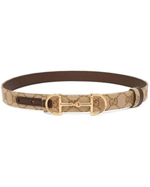 Gucci Reversible Belt With Horsebit Buckle - White