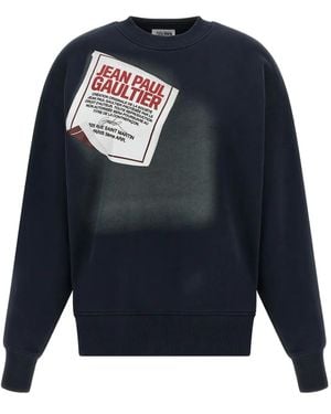 Jean Paul Gaultier Label-print Cotton Sweatshirt - ブルー