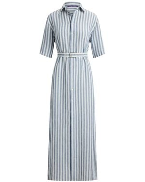 Ralph Lauren Carol Striped Midi Dress - Blue