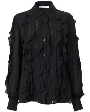 Carolina Herrera ラッフル ブラウス - ブラック