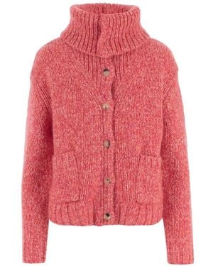 arch4 Etta Ribbed-Collar Cardigan - Red