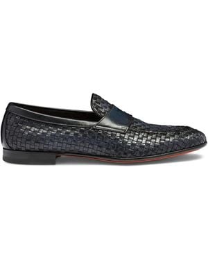 Santoni ウーブンレザー ローファー - ブラック