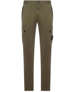 Stone Island Pantaloni Cargo Con Applicazione Compass - Verde