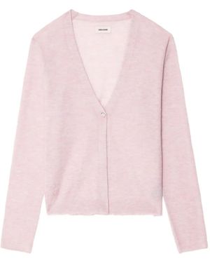 Zadig & Voltaire Manylla Button-Front V-Neck Cardigan - Pink