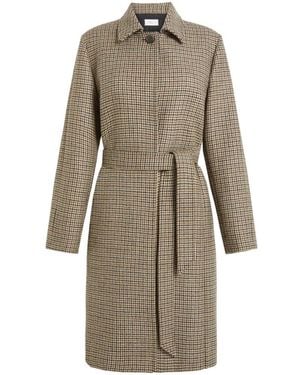 P.A.R.O.S.H. Houndstooth Belted Single-Breasted Coat - Natural