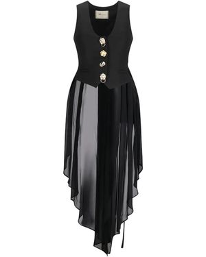 Blumarine Asymmetric-Hem Waistcoat-Style Gilet - Black