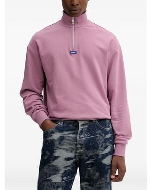 HUGO Zip-Up High-Neck Sweatshirt - Purple