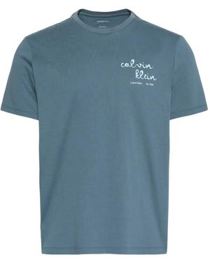 Calvin Klein Logo-Print T-Shirt - Blue