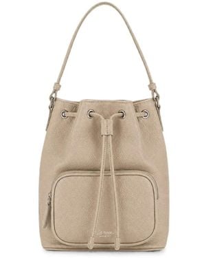 LA ROSE Drawstring Zip Bucket Bag - Natural