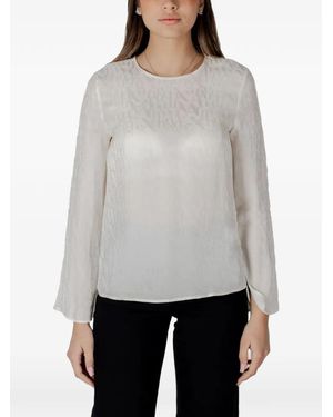 ARMANI EXCHANGE Embossed-Logo Blouse - Grey