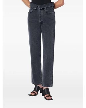 Agolde Echo Fold-Over Straight-Leg Jeans - Blue