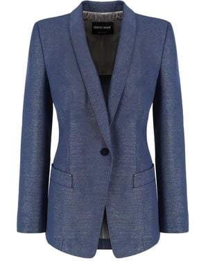 Giorgio Armani Single-Breasted Denim Blazer - Blue