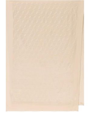 Fendi Ff Jacquard Silk Scarf - Natural
