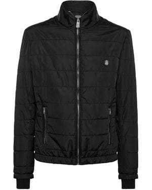 Billionaire Quilted Leather-Trimmed Jacket - Black
