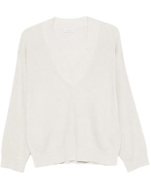 Brunello Cucinelli Jersey Con Cuello En V - Blanco