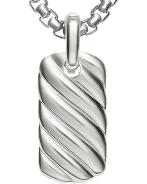 David Yurman Sterling Petite Sculpted Cable Tag (24Mm) - White