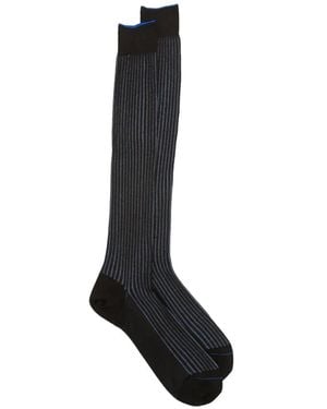 ANT45 Menfi Long Ribbed Vertical-Stripe Socks - Black