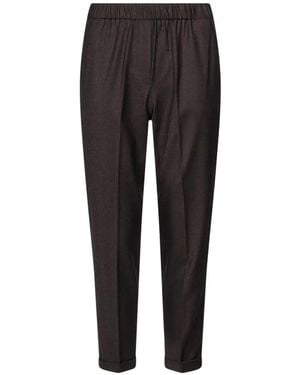 Antonelli Rosalba Cigarette Elasticated-Waistband Turn-Up Pants - Black