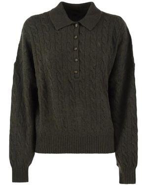 Polo Ralph Lauren Cable-Knit Polo Sweater - Black