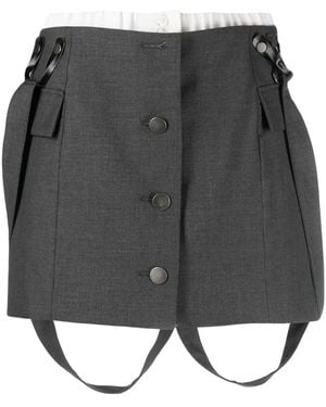 Remain Suspenders Button-Up Miniskirt - Black