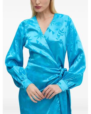 Never Fully Dressed Wrap Midi Dress - Blue