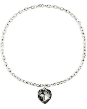 Poison Drop Lab Collar Con Colgante De Corazón Y Cristales - Blanco