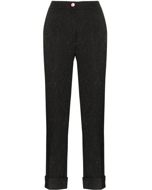 Dolce & Gabbana Cropped Floral Brocade Pants - Black