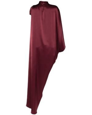 Isabel Sanchis Vestido De Fiesta Drapeado Con Hombros Estilo Capa - Morado