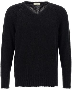 Ma'ry'ya V-Neck Bouclé Jumper - Blue