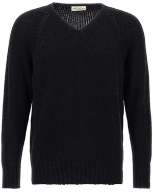 Ma'ry'ya V-Neck Bouclé Sweater - Blue