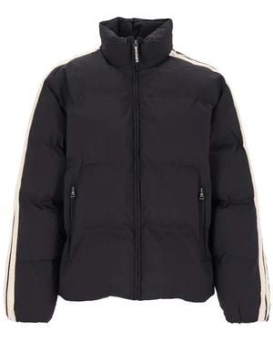 Palm Angels Logo-Print Side-Stripe Puffer Jacket - Black
