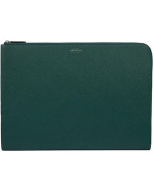 Smythson Large Panama Laptop Case - Green