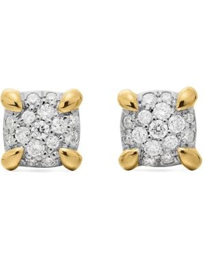 David Yurman Petite Chatelaine ダイヤモンド ピアス 5Mm 18Kイエローゴールド - ホワイト