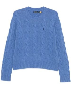 Polo Ralph Lauren Cable-Knit Logo-Embroidered Jumper - Blue