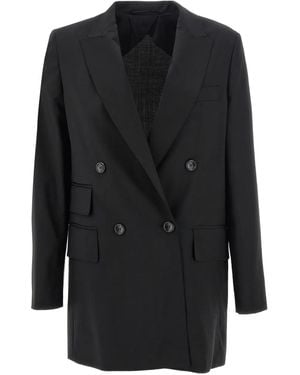 Max Mara Double-Breasted Wool Blazer - Black