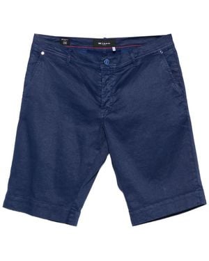 Kiton Button-Fastening Linen-Blend Shorts - Blue