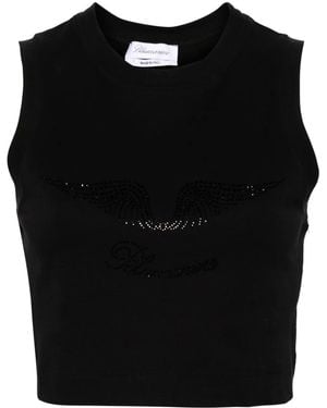 Blumarine ラインストーン クロップドトップ - ブラック