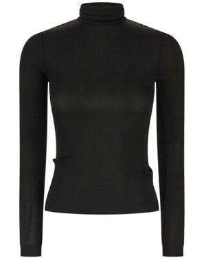Agolde Caryle Ribbed-Knit Roll-Neck Top - Black