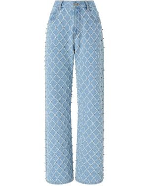 Pinko Studded Lattice Jeans - Blue