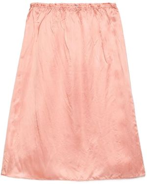 Prada Elasticated-Waist Silk Skirt - Pink