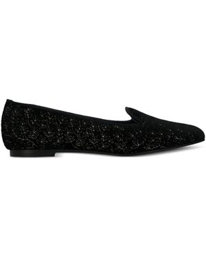 Castañer Velvet Floral-Embroidery Loafers - Black