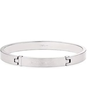 Emporio Armani Logo-Engraved Bracelet - White