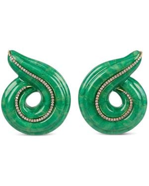 Silvia Furmanovich Pendientes Con Diamantes Y Marquetería - Verde
