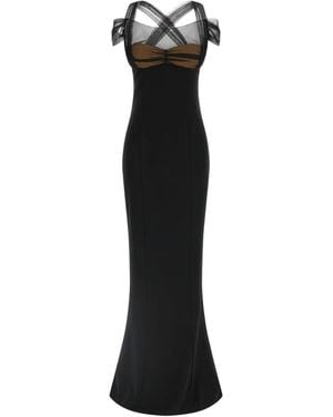 Nensi Dojaka Draped Tulle Maxi Dress - Black