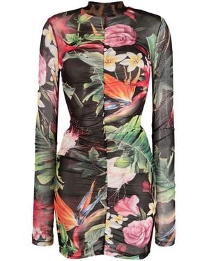 Philipp Plein Minikleid Mit Blumen-Print - Rot