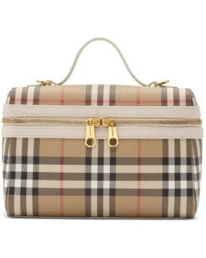 Burberry Check Vanity Bag - White